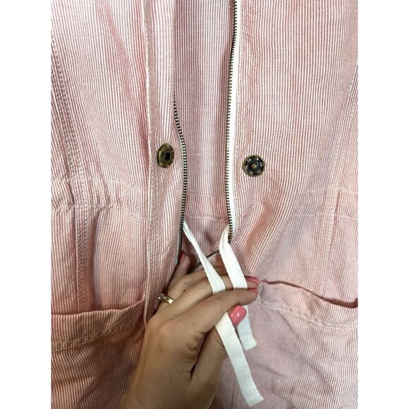 Caslon XS Linen Seersucker Utility Red/White Micro Stripe Jacket - Picture 9 of 10